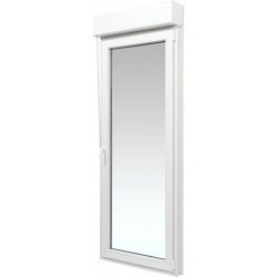 Balconera PVC 85x229cm oscilobatiente derecha blanca Isoxa doble acristalamiento transparente 4/16/4 bajo emisivo con persiana