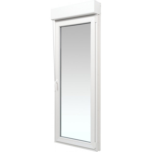 Balconera PVC 85x229cm oscilobatiente derecha blanca Isoxa doble acristalamiento transparente 4/16/4 bajo emisivo con persiana