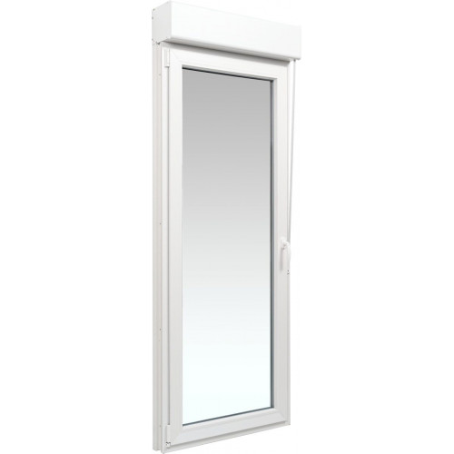 Balconera PVC 85x229cm oscilobatiente izquierda blanca Isoxa doble acristalamiento transparente 4/16/4 bajo emisivo con persiana