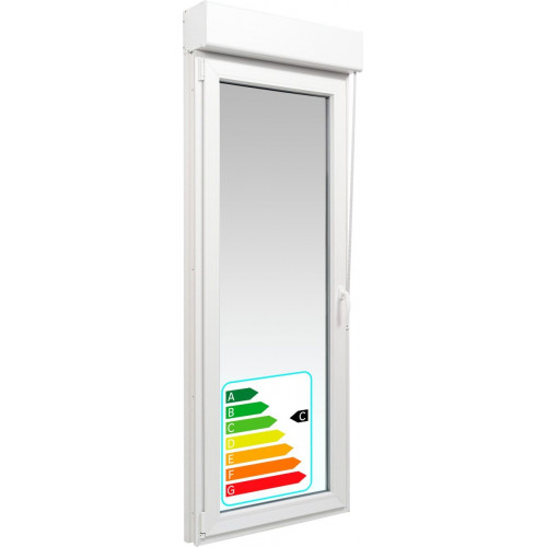 Balconera PVC 85x229cm oscilobatiente izquierda blanca Isoxa doble acristalamiento transparente 4/16/4 bajo emisivo con persiana