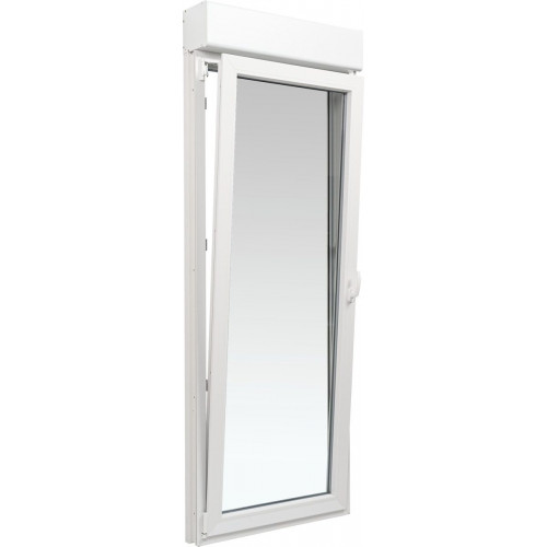 Balconera PVC 85x229cm oscilobatiente izquierda blanca Isoxa doble acristalamiento transparente 4/16/4 bajo emisivo con persiana