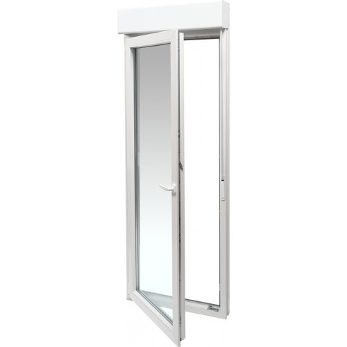 Balconera PVC 85x229cm oscilobatiente izquierda blanca Isoxa doble acristalamiento transparente 4/16/4 bajo emisivo con persiana