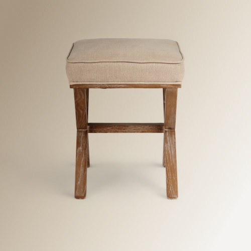 Banco cuadrado de madera de roble tapizado en lino Vintage EuroVolter Roble envejecido
