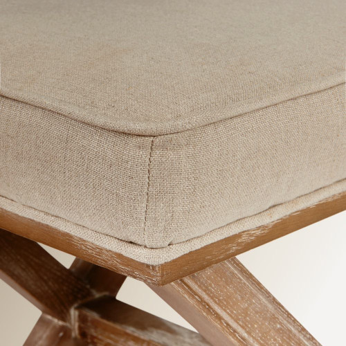 Banco cuadrado de madera de roble tapizado en lino Vintage EuroVolter Roble envejecido