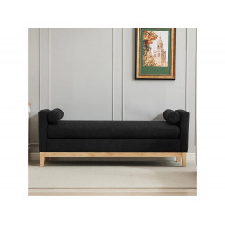 Banco de entrada de madera y tela con 2 cojines - Negro 149x50x63,5 cm