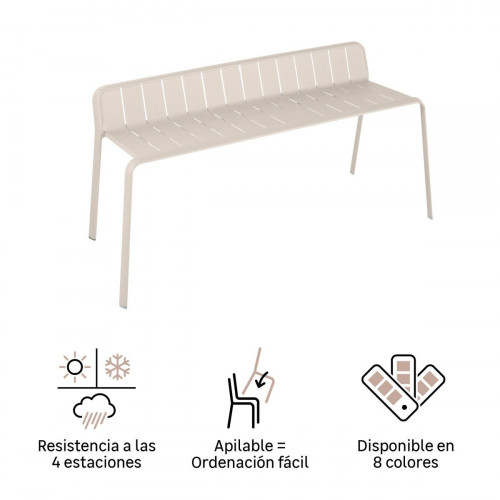 Banco de jardín NATERIAL Idaho de aluminio beige 122x49x56 cm