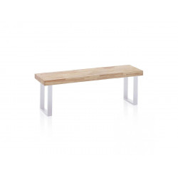 Banco de madera con patas metálicas en blanco y roble salvaje 120x34 cm Loft Roble salvaje - Blanco