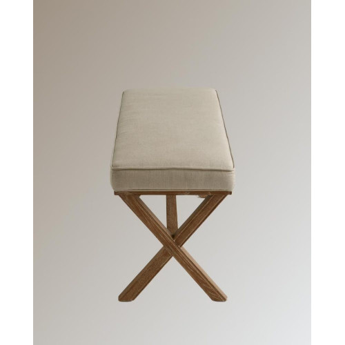 Banco de madera de roble tapizado en lino Vintage EuroVolter Roble envejecido