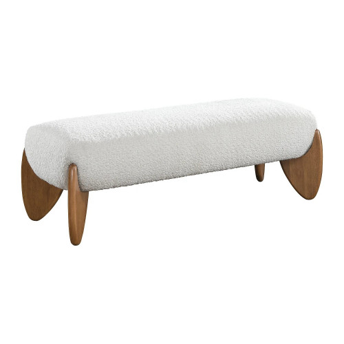 Banco de tela bouclé - Blanco y natural - GAMURA