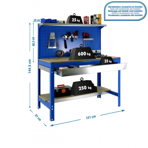 Banco de trabajo SIMONRACK bt3 box 1200 az/mad, 61 x 144 x 121 cm