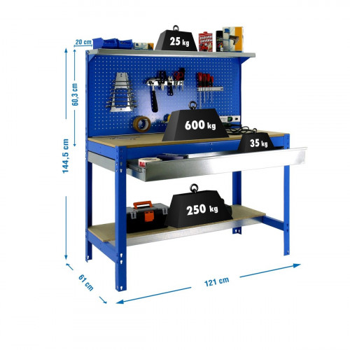 Banco de trabajo SIMONRACK bt3 box 1200 az/mad, 61 x 144 x 121 cm