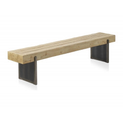 Banco efecto madera abeto con patas lacadas en color metal