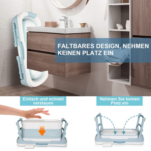 bañera para adultos Bañera plegable con funda y rodillos de masaje, Bañera portátil, Azul