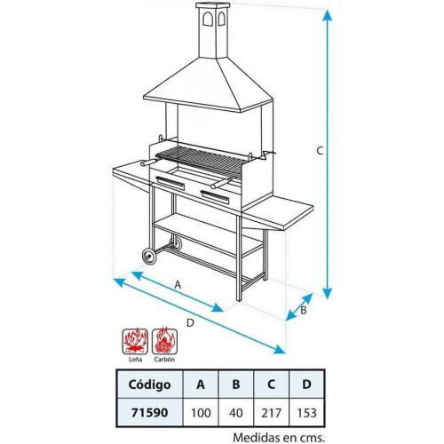 Barbacoa carbon con ruedas imex el zorro 71590