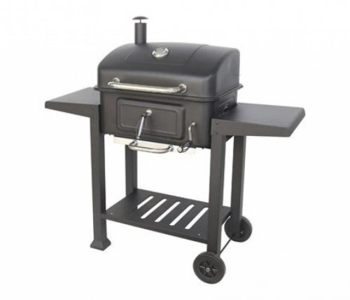 Barbacoa Carbon con Tapa y dos Mesas Auxiliares 121,5X62X104CM natuur