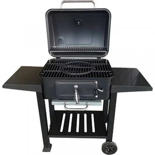 Barbacoa Carbon con Tapa y dos Mesas Auxiliares 121,5X62X104CM natuur