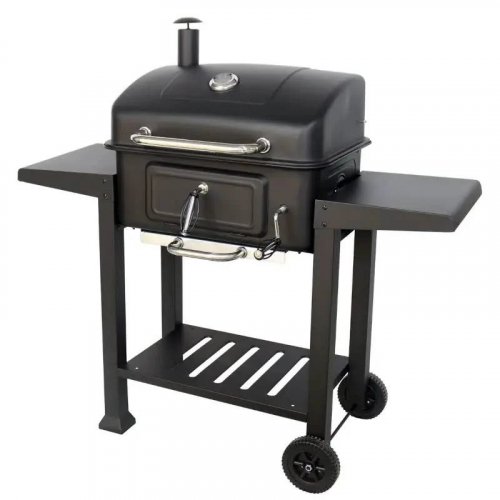 Barbacoa Carbon con Tapa y dos Mesas Auxiliares 121,5X62X104CM natuur
