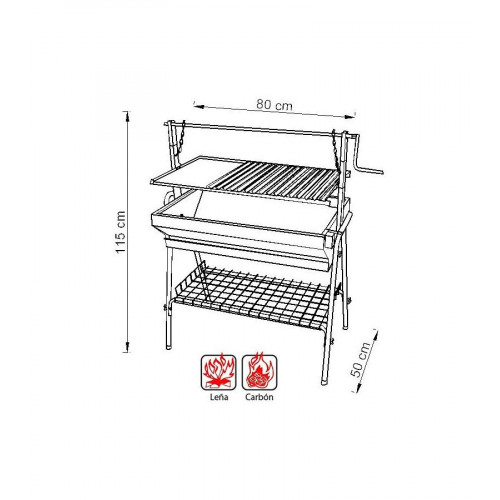 Barbacoa carbon y leña imex el zorro 71764 con parrilla-plancha inox