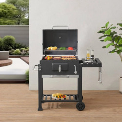 Barbacoa de carbón Arnad con 3 estantes acero 105x114x48cm