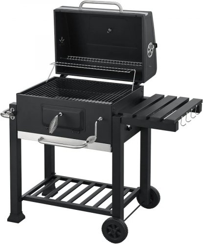 Barbacoa de carbón Arnad con 3 estantes acero 105x114x48cm