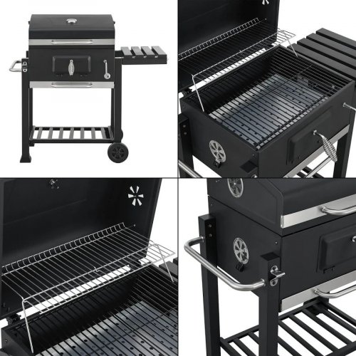 Barbacoa de carbón Arnad con 3 estantes acero 105x114x48cm