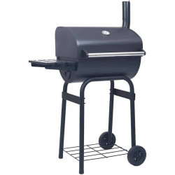 Barbacoa de carbón con Ahumador y estante inferior Negro Vidaxl