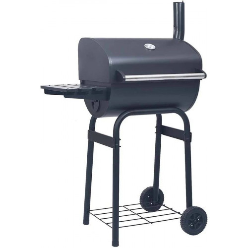 Barbacoa de carbón con Ahumador y estante inferior Negro Vidaxl