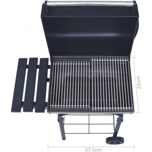 Barbacoa de carbón con Ahumador y estante inferior Negro Vidaxl