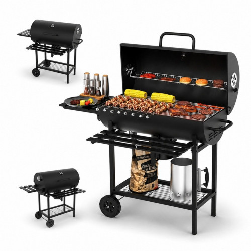 Barbacoa De Carbón Con Tapa Y Ventilación Ajustable Para Jardín Con Ruedas