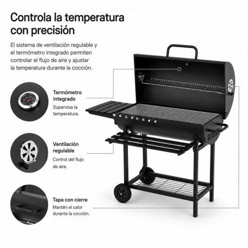 Barbacoa De Carbón Con Tapa Y Ventilación Ajustable Para Jardín Con Ruedas