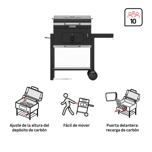 Barbacoa de carbón NATERIAL Centaurus Beta II 61x64 cm recomendado 6-10 personas