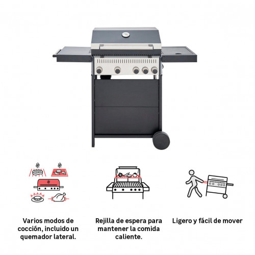 Barbacoa de gas C500 4+1B de 5 quemadores y 15 kw de potencia recomendado para de 6 a 10 personas