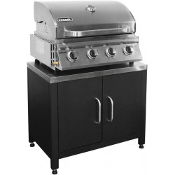 Barbacoa de gas de 4 quemadores de mesa + cocina exterior de acero