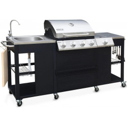 Barbacoa de gas de 5 quemadores con 1 quemador lateral