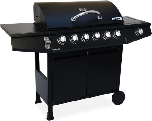 Barbacoa de gas de 7 quemadores con 1 quemador lateral