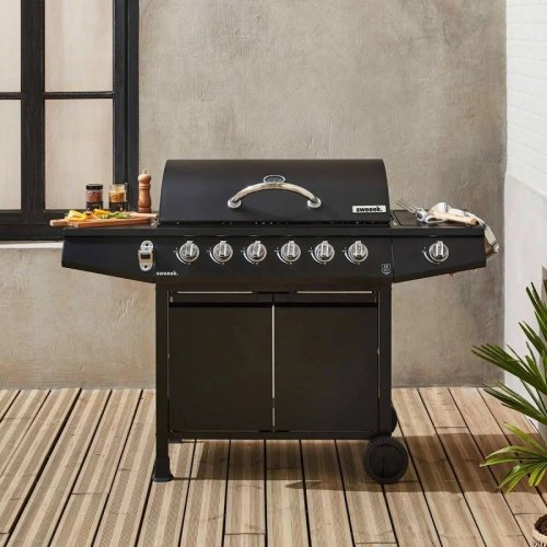 Barbacoa de gas de 7 quemadores con 1 quemador lateral
