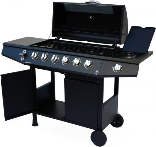 Barbacoa de gas de 7 quemadores con 1 quemador lateral