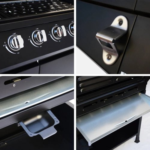 Barbacoa de gas de 7 quemadores con 1 quemador lateral
