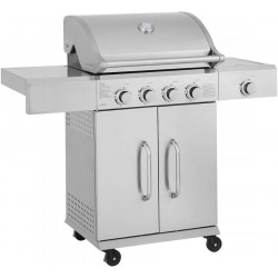 Barbacoa de gas de acero inoxidable con 5 quemadores incluyendo 1 quemador lateral 