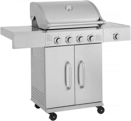 Barbacoa de gas de acero inoxidable con 5 quemadores incluyendo 1 quemador lateral 