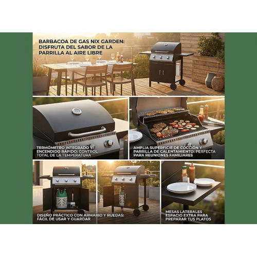 Barbacoa de gas - LORVIK Nix Garden, Antracita