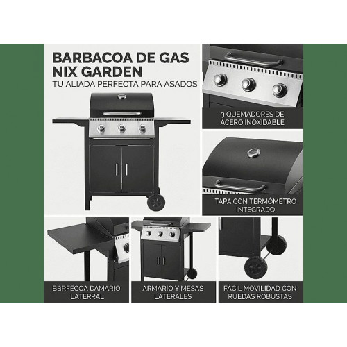 Barbacoa de gas - LORVIK Nix Garden, Antracita
