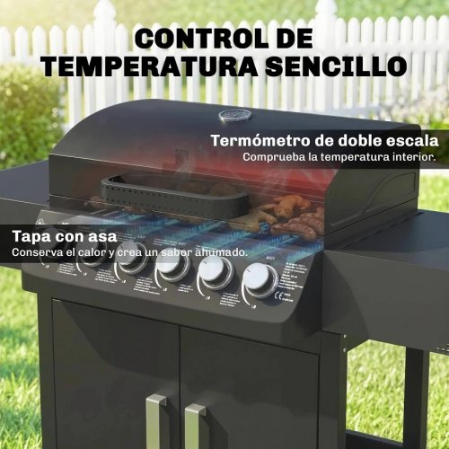 Barbacoa de Gas Outsunny 135x51x101 cm
