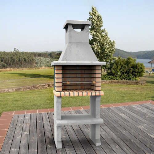 Barbacoa de obra MOVELAR ladrillo, hormigón madera y carbón Luna recomendado para menos de 6 personas