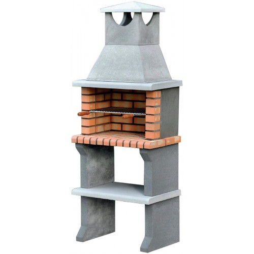 Barbacoa de obra MOVELAR ladrillo, hormigón madera y carbón Luna recomendado para menos de 6 personas