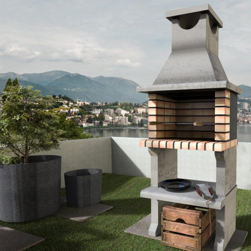 Barbacoa de obra MOVELAR ladrillo, hormigón madera y carbón Luna recomendado para menos de 6 personas