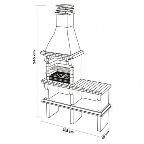 Barbacoa de obra MOVELAR ladrillo, hormigón madera y carbón Maipu recomendado para menos de 6 personas