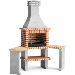 Barbacoa de Obra MOVELAR ladrillo, hormigón madera y Carbón roma