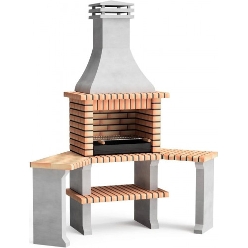 Barbacoa de Obra MOVELAR ladrillo, hormigón madera y Carbón roma
