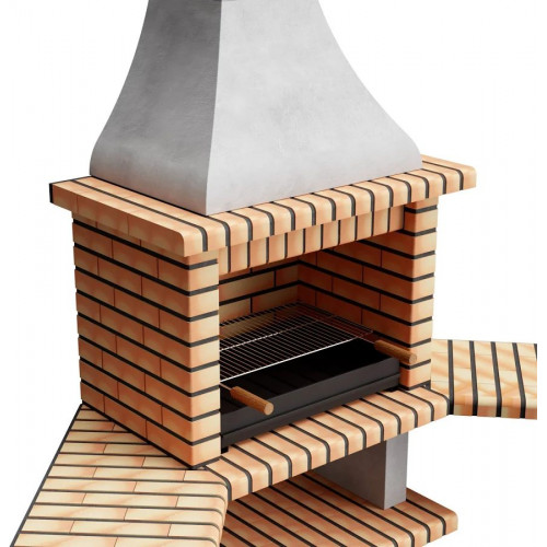 Barbacoa de Obra MOVELAR ladrillo, hormigón madera y Carbón roma